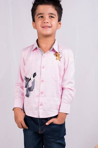 Pink embroidered cotton shirt