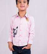 Pink embroidered cotton shirt