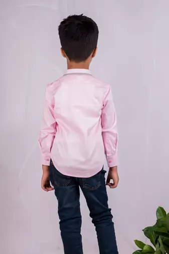 Pink embroidered cotton shirt