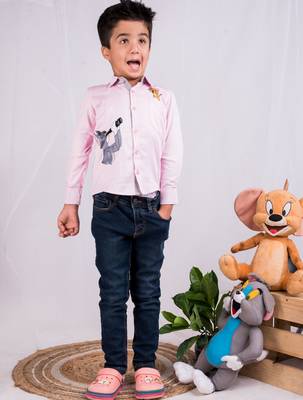 Pink embroidered cotton shirt 3