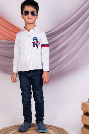 White embroidered cotton shirt