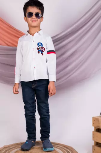 White embroidered cotton shirt