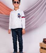 White embroidered cotton shirt