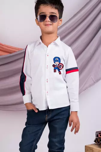 White embroidered cotton shirt
