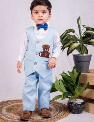 Blue embroidered cotton co ord set 1