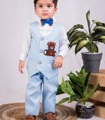 Blue embroidered cotton co ord set