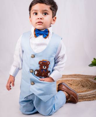Blue embroidered cotton co ord set 2