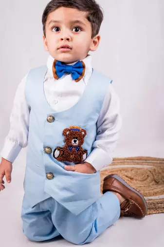 Blue embroidered cotton co ord set