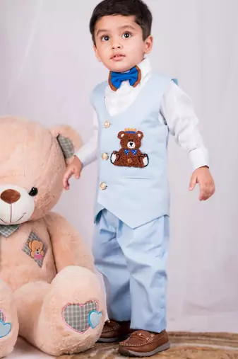 Blue embroidered cotton co ord set