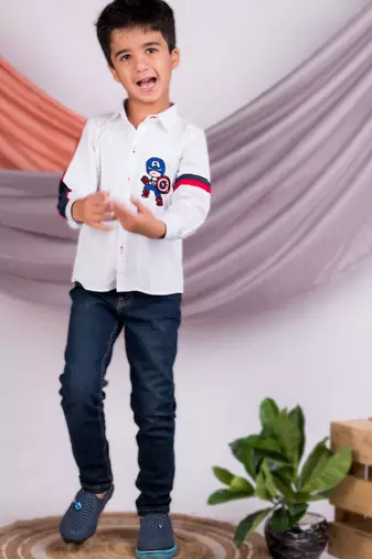 White embroidered cotton shirt