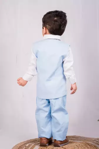 Blue embroidered cotton co ord set