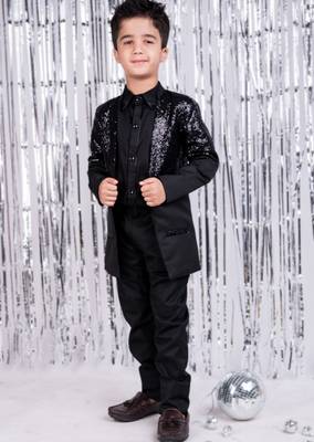 Black plain cotton blazer 1