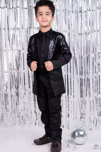Black plain cotton blazer