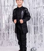 Black plain cotton blazer