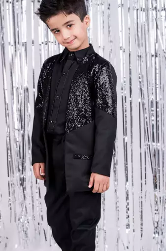 Black plain cotton blazer