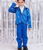 Blue plain cotton blazer