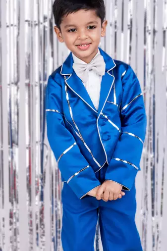 Blue plain cotton blazer