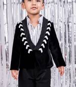 Black embroidered velvet blazer