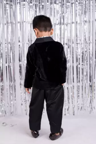 Black embroidered velvet blazer