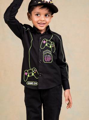 Black embroidered cotton shirt 1