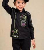 Black embroidered cotton shirt