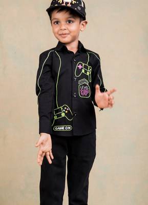 Black embroidered cotton shirt 2