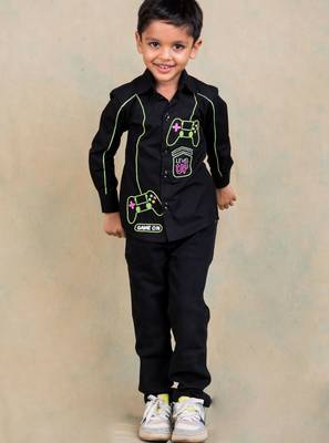 Black embroidered cotton shirt 3
