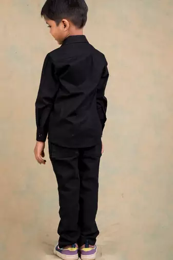 Black embroidered cotton shirt