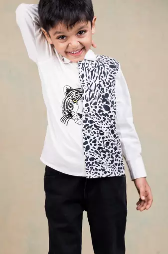 White embroidered cotton shirt