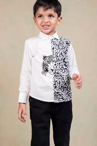 White embroidered cotton shirt
