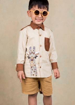 Brown embroidered cotton shirt 1