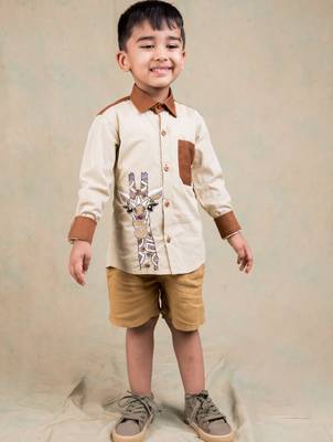 Brown embroidered cotton shirt 2