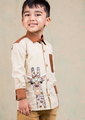 Brown embroidered cotton shirt 3