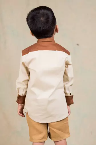 Brown embroidered cotton shirt