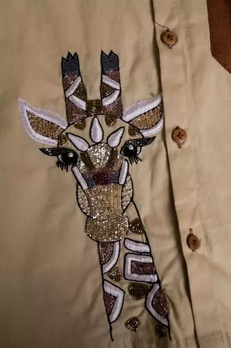 Brown embroidered cotton shirt