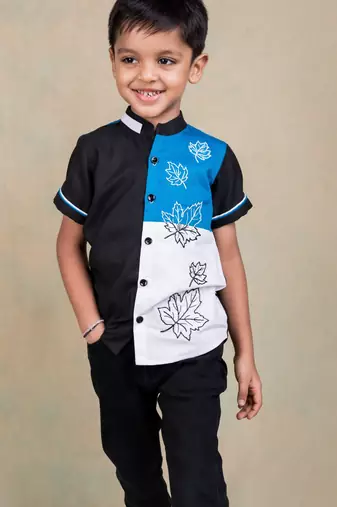 Multicolor embroidered cotton shirt