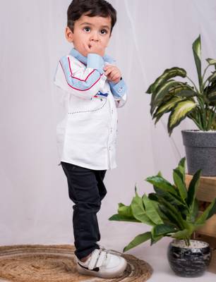 White embroidered cotton shirt 1