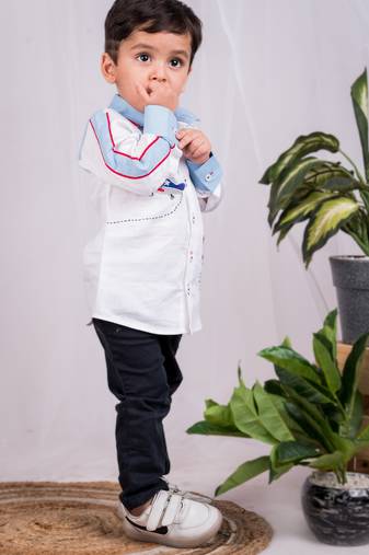 White embroidered cotton shirt