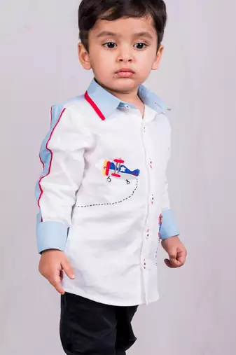White embroidered cotton shirt