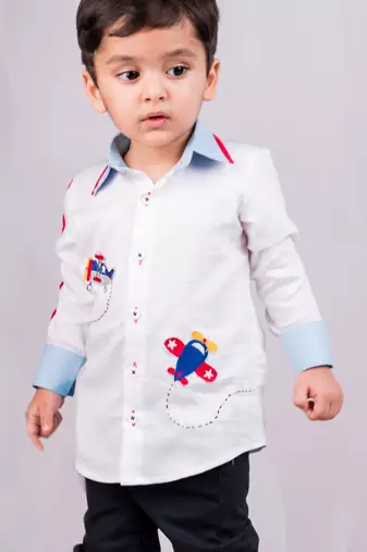 White embroidered cotton shirt