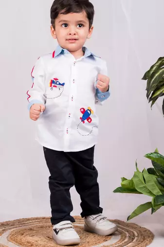 White embroidered cotton shirt