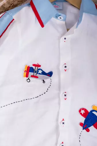 White embroidered cotton shirt