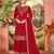 Red color embroideried faux chiffon semi stitched salwar suit