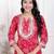 Doriyaan women's red cotton gota work kurta with palazzo