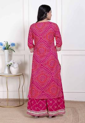  women's embellished ethnic cotton kurta with palazzo 4