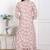 Women brown floral printed straight ethnic kurta with palazzo