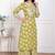 Doriyaan women's lime yellow block printed kurta with palazzo