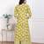 Doriyaan women's lime yellow block printed kurta with palazzo