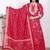 Doriyaan red floral print embroidered cotton  straight kurta with palazzo & dupatta