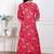 Doriyaan red floral print embroidered cotton  straight kurta with palazzo & dupatta